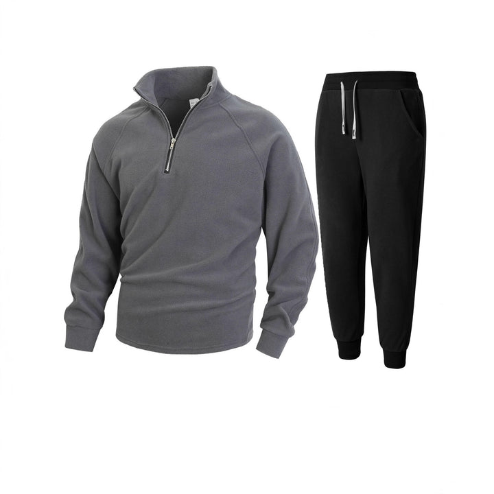 Herren Fleece-Oberteil mit modernem Stehkragen und sportlicher Jogginghose Aliams