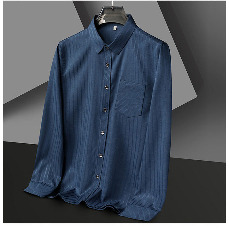 Herren elegantes Langarmhemd mit feiner Streifenstruktur Aliams