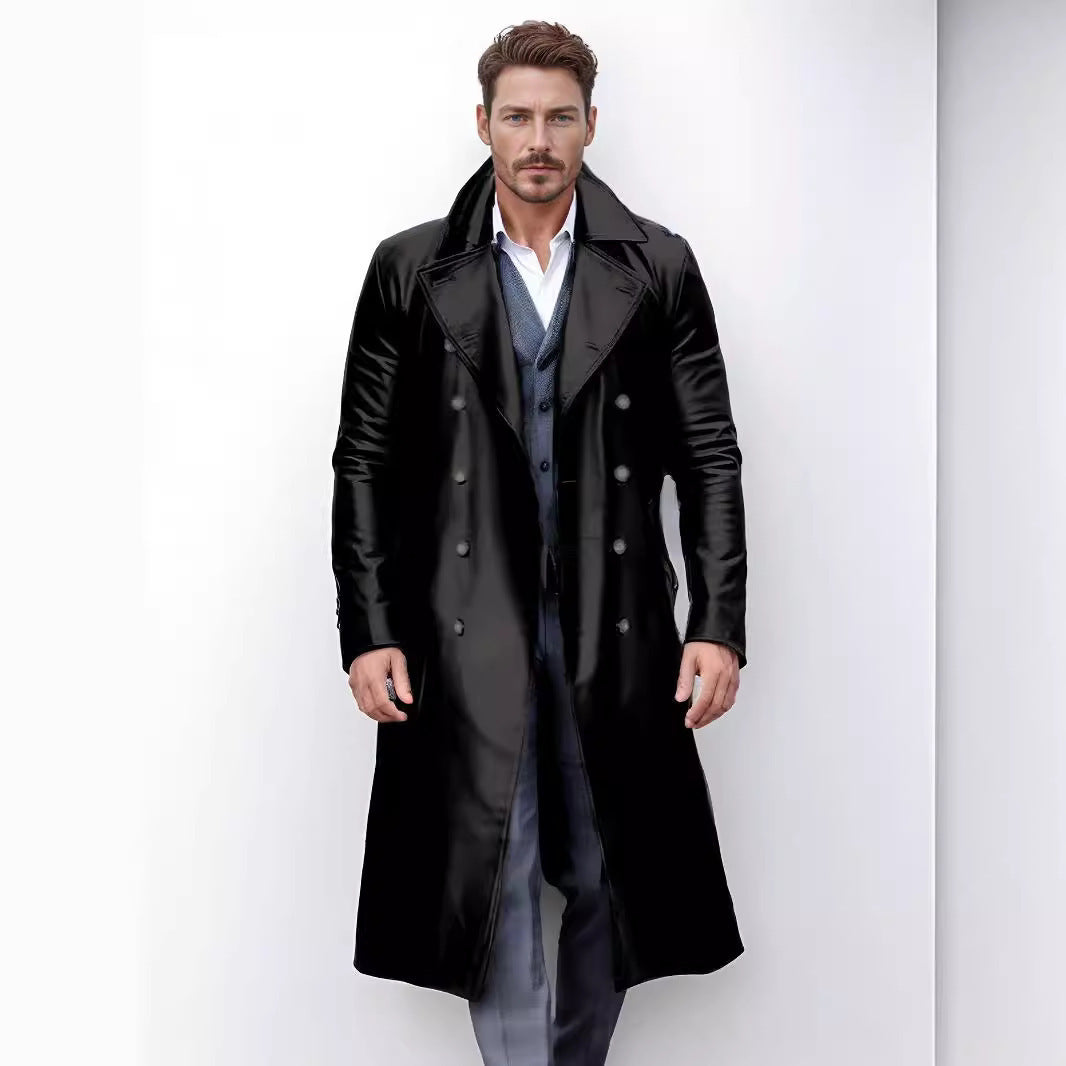 Herren Eleganter und zeitloser Trenchcoat mit doppelter Knopfleiste Aliams