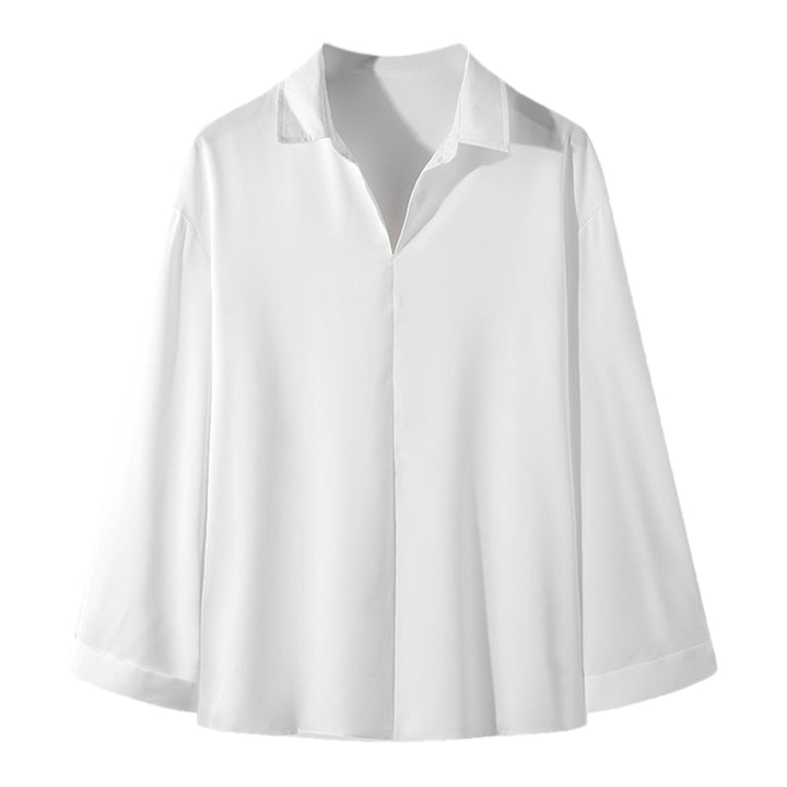 Damen Elegantes Langarmbluse mit modernem Kragen und fließendem Schnitt Aliams