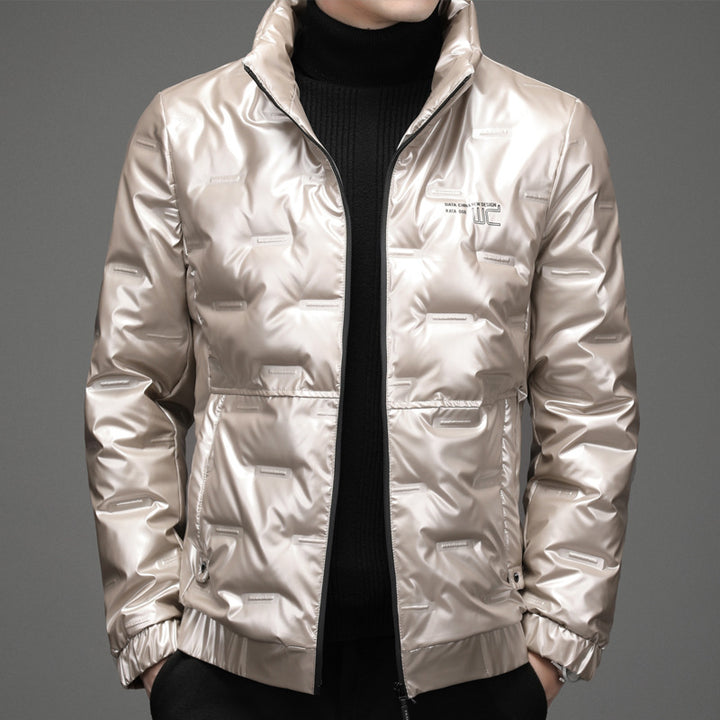 Herren glänzende Steppjacke mit hochabschließendem Kragen Aliams