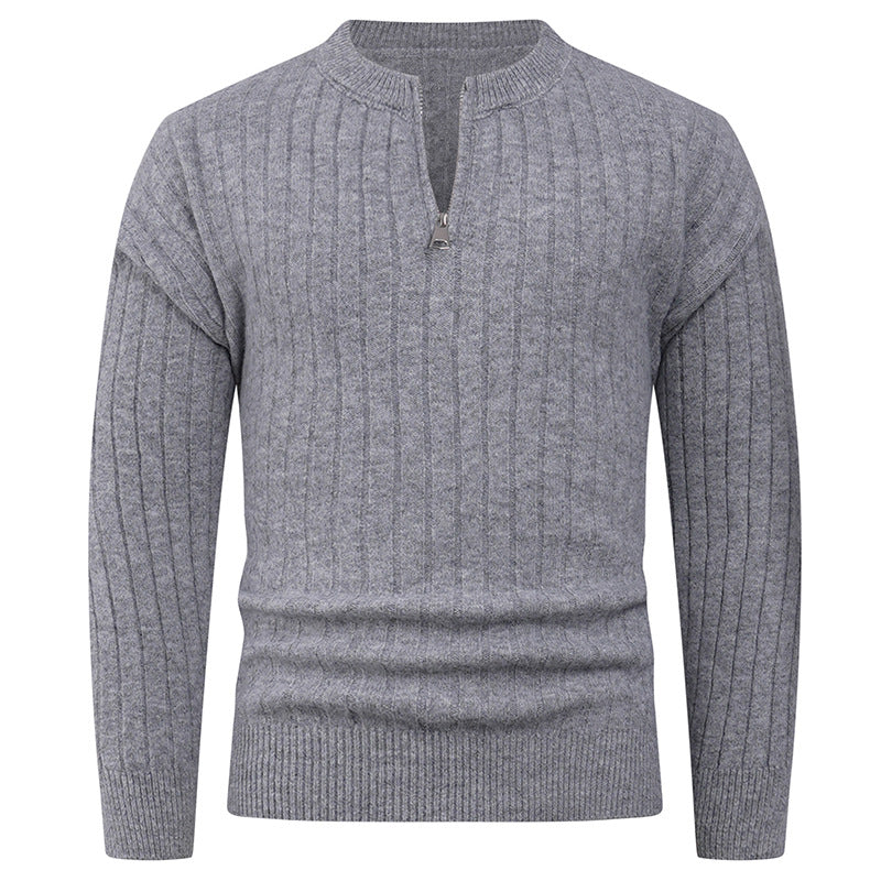 Herren Strickpullover mit hohem Kragen und modernem Reißverschluss Aliams
