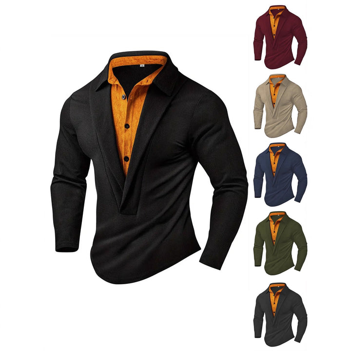 Herren Elegantes Langarmhemd mit modernem Kragen und texturiertem Design Aliams