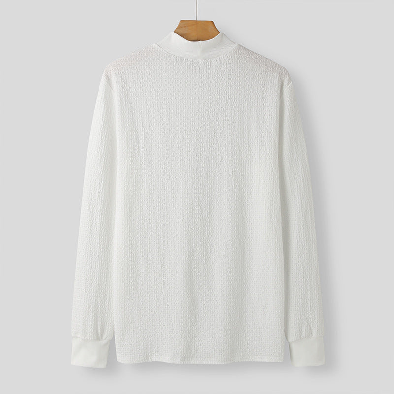 Damen Elegantes Langarmshirt mit strukturiertem Stoff und hohem Kragen Aliams