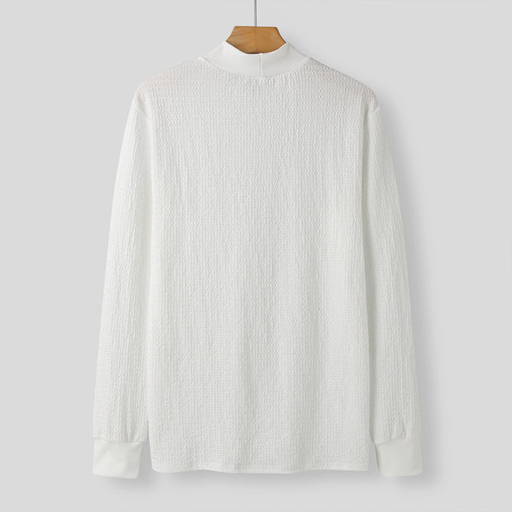 Damen Elegantes Langarmshirt mit strukturiertem Stoff und hohem Kragen Aliams