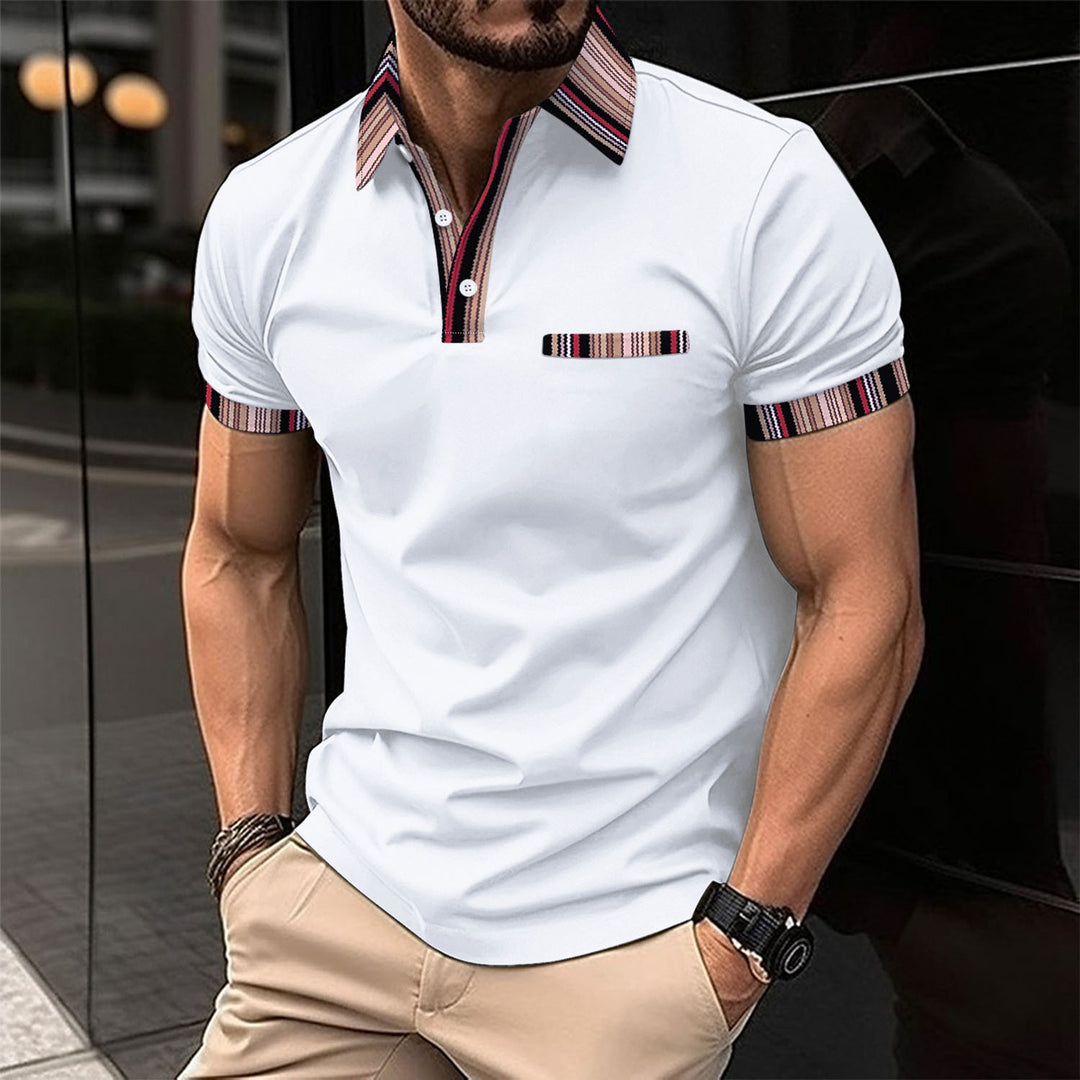 Herren Poloshirt mit modischem Streifenkragen Aliams