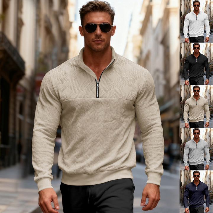 Herren Casual Pullover mit Stehkragen und Reißverschluss Aliams