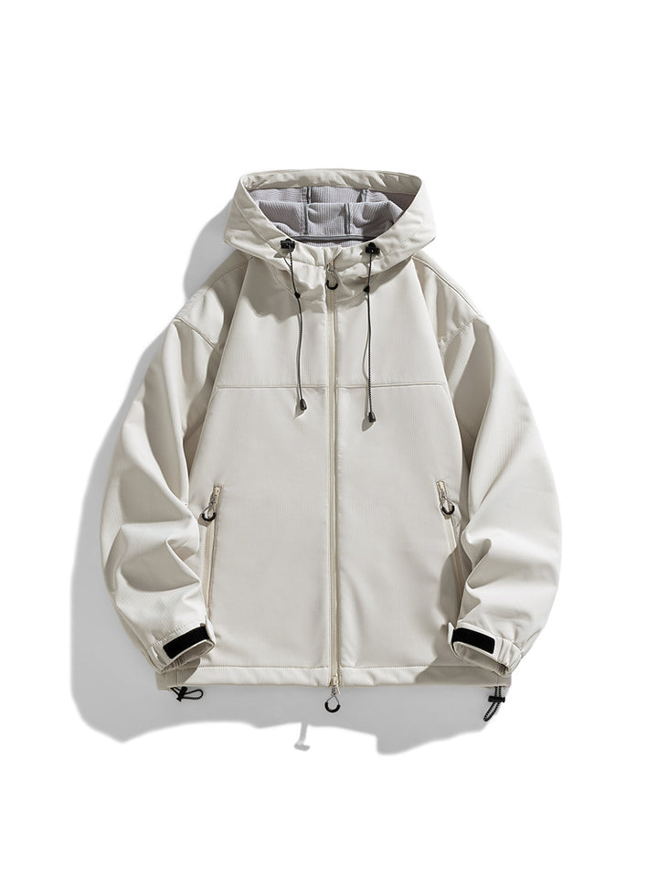 Herren funktionale und winddichte Outdoorjacke mit verstellbarer Kapuze Aliams