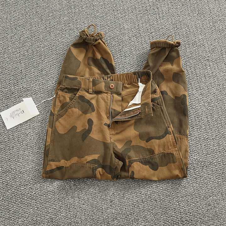 Herren Cargohose im stylischen Camouflage-Design mit elastischem Bund und praktischen Taschen Aliams