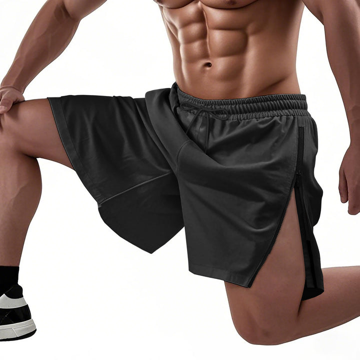 Herren Sportliche Funktionsshorts mit seitlichem Reißverschluss und elastischem Bund Aliams