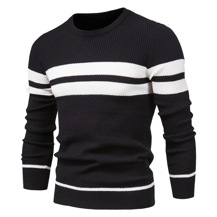 Herren Strickpullover mit modernem Strukturdesign und klassischen Streifen Aliams