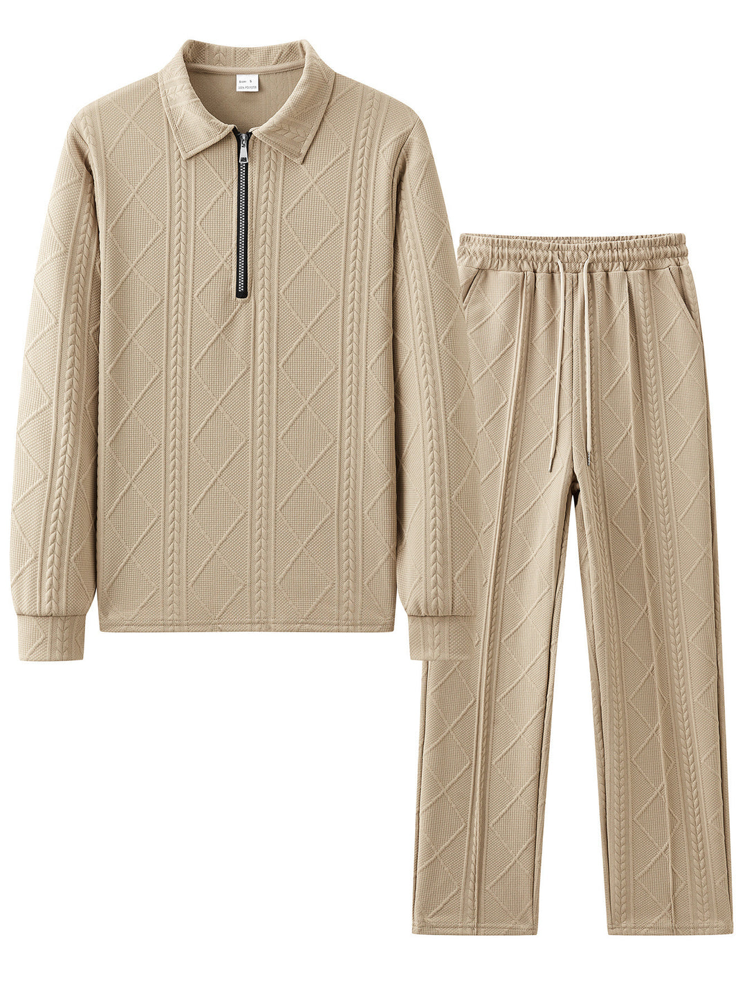 Herren gemütlicher Freizeitanzug mit Reißverschluss und Rippstruktur Aliams