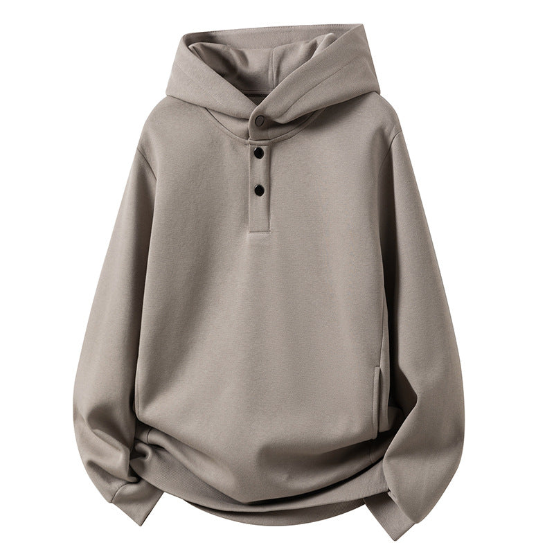 Herren Kapuzenpullover mit Knopfleiste und Kängurutasche Aliams