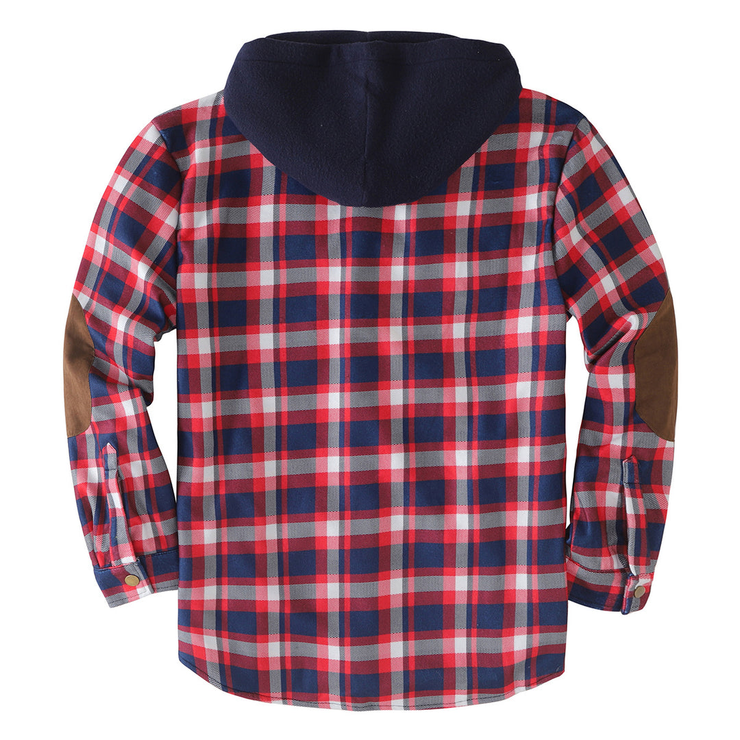 Herren wattierte Flanelljacke mit abnehmbarem Kapuzenfutter Aliams