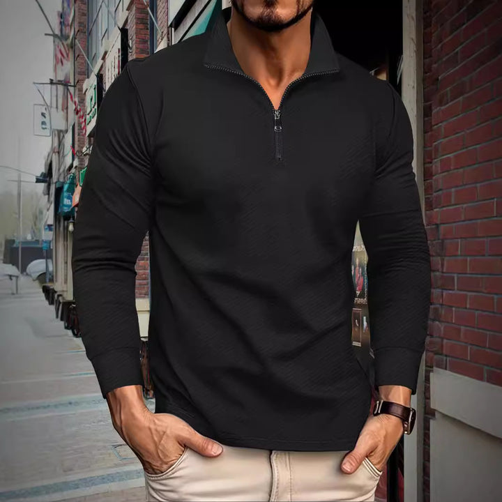 Herren funktionaler Langarmpullover mit Halbzipper und innovativem Strukturdesign Aliams