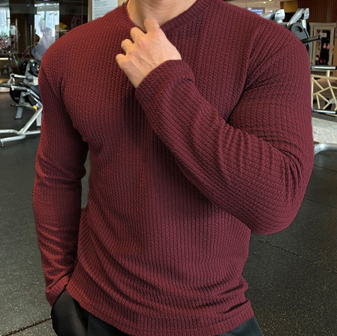 Herren körperbetontes Langarmshirt mit strukturiertem Design Aliams