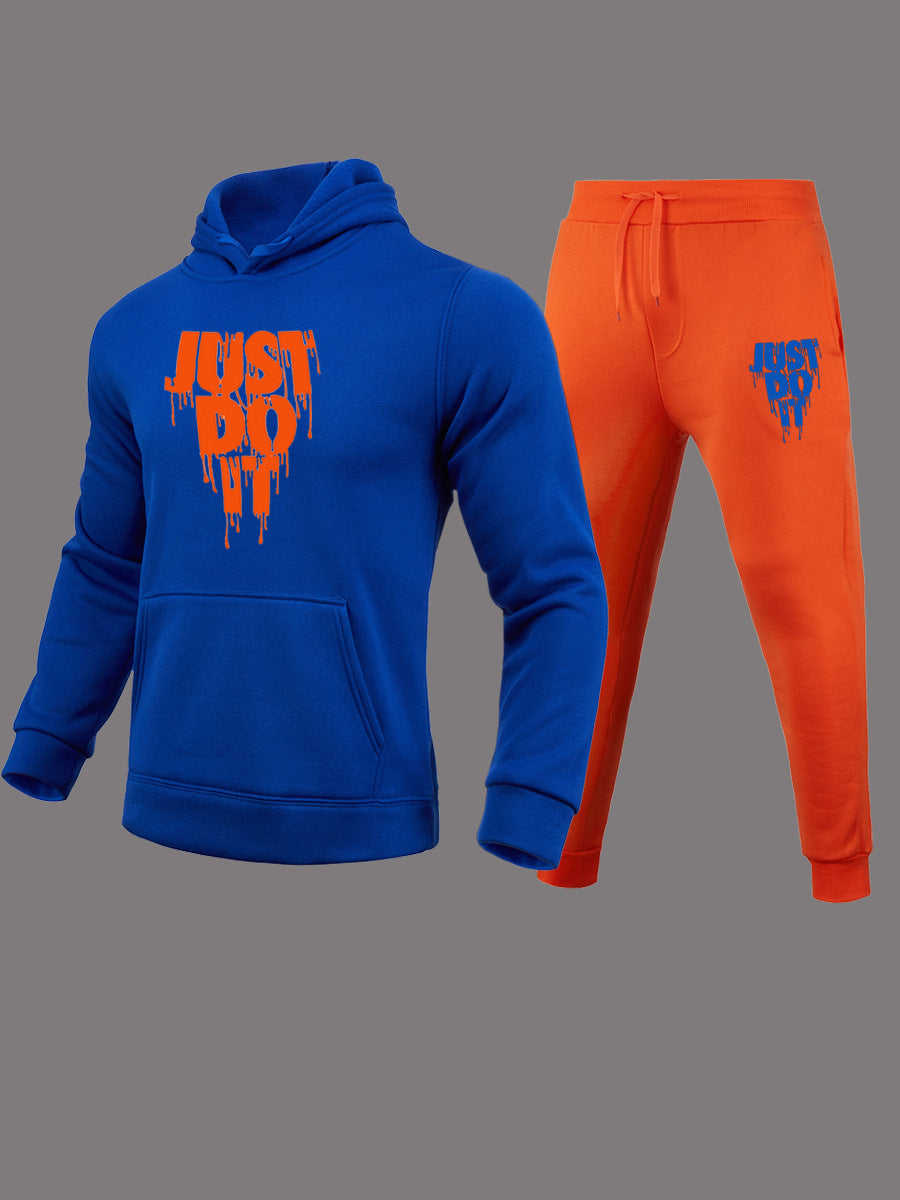 Herren Sportliches Hoodie- und Jogginghose-Set mit auffälligem Motiv und bequemer Passform Aliams