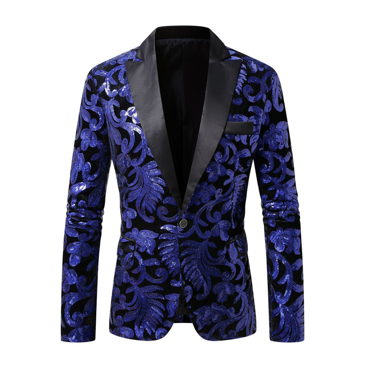Herren eleganter Pailletten-Blazer im luxuriösen floralem Design Aliams