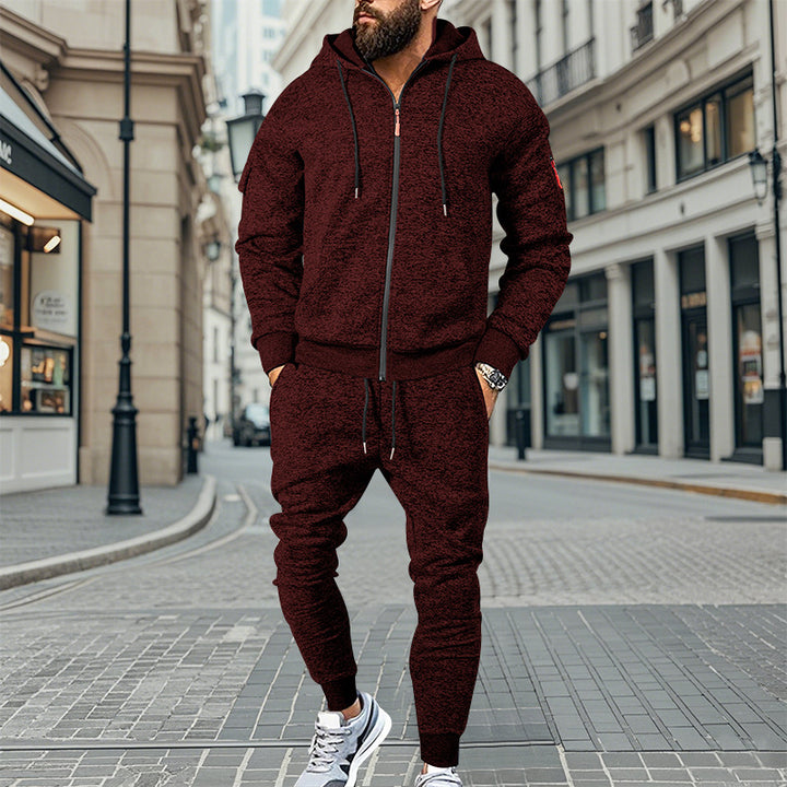 Herren sportlicher Freizeitanzug mit Kapuzenjacke und bequemen Jogginghosen Aliams