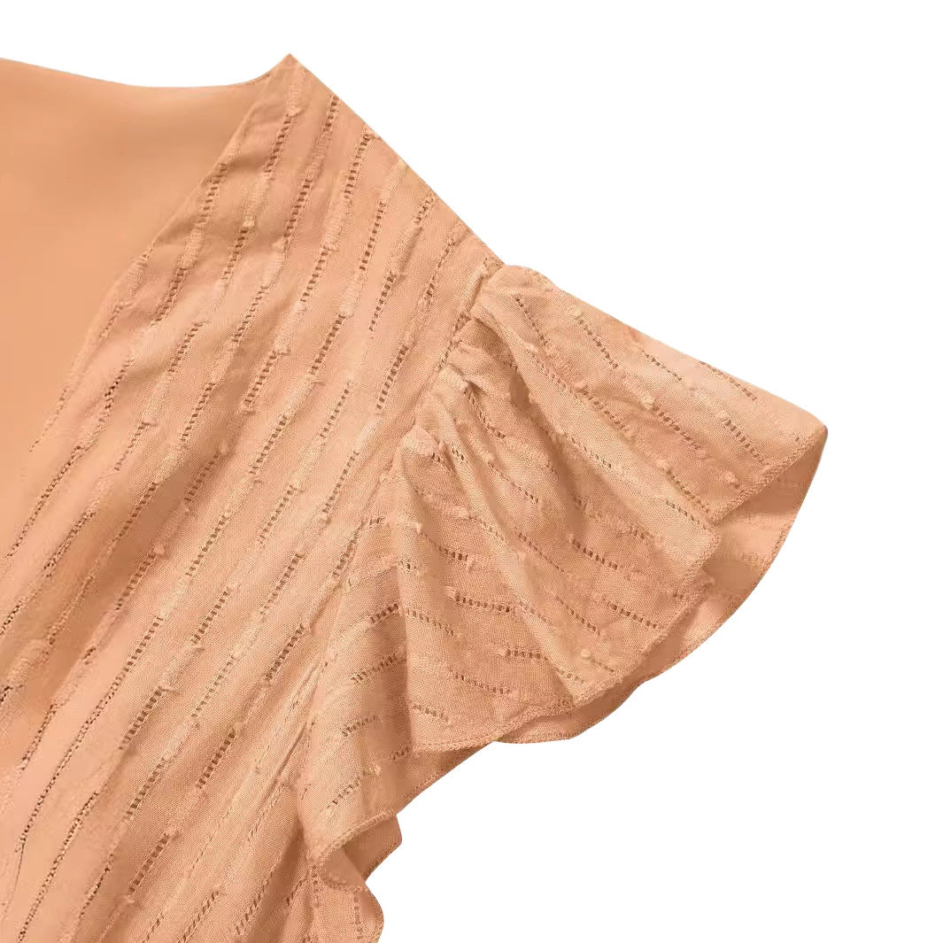 Damen Luftiges Midi-Kleid mit Rüschendetails und Knopfleiste Aliams