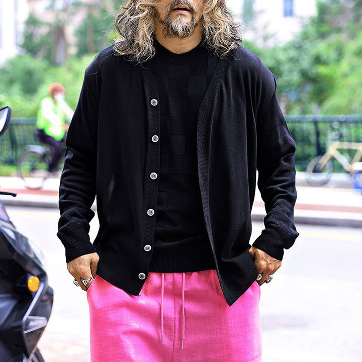 Herren elegante Strickjacke mit V-Ausschnitt und Knopfdetails Aliams