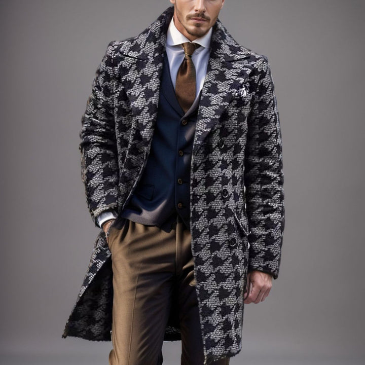 Herren eleganter Mantel im Hahnentrittmuster Aliams