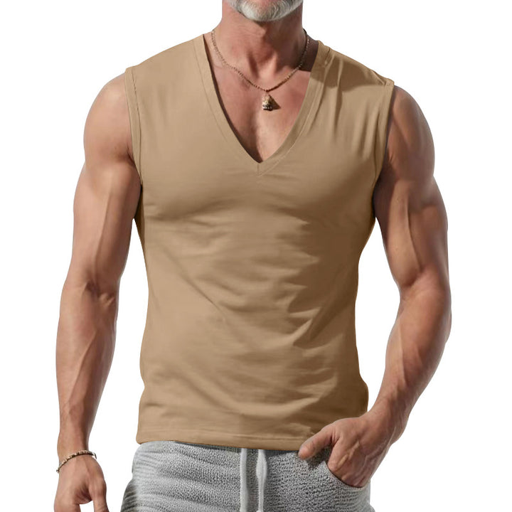 Herren ärmelloses V-Ausschnitt-T-Shirt aus weichem Baumwollmix Aliams