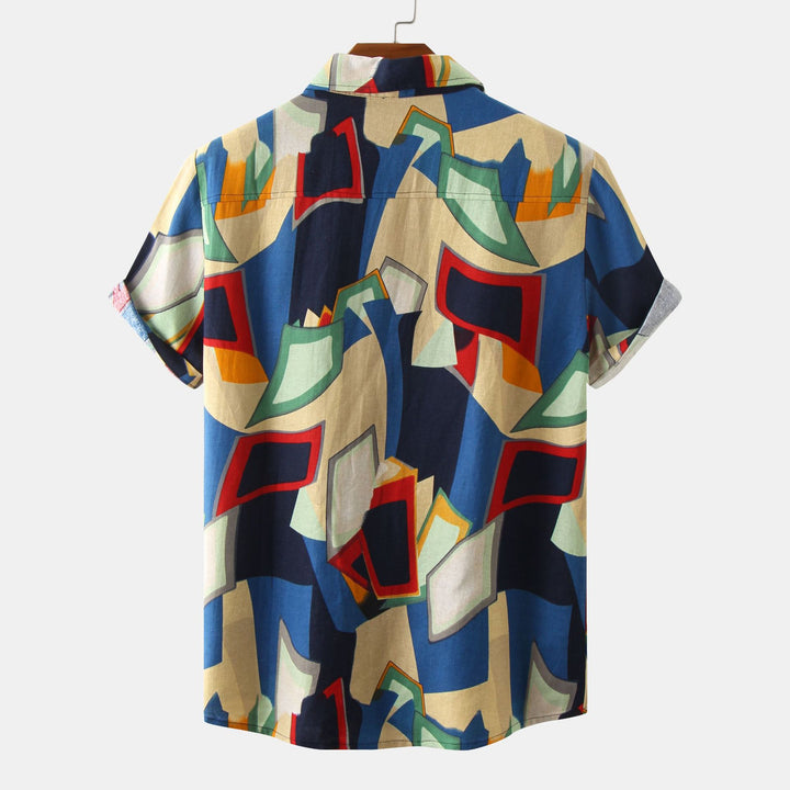 Herren Kurzarmhemd mit auffälligem Grafikdesign Aliams