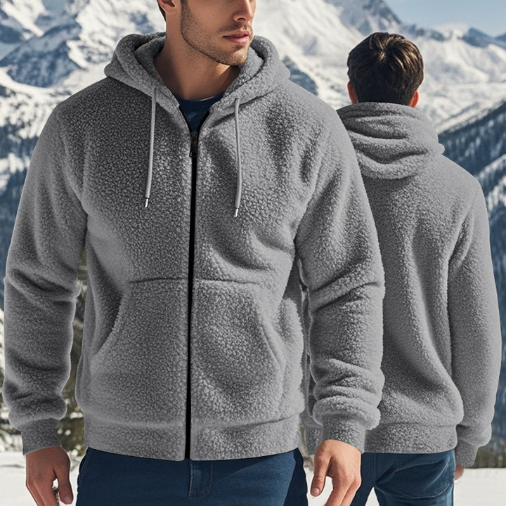 Herren Fleece-Kapuzenjacke mit hochwertigem Teddy-Futter und praktischen Taschen Aliams