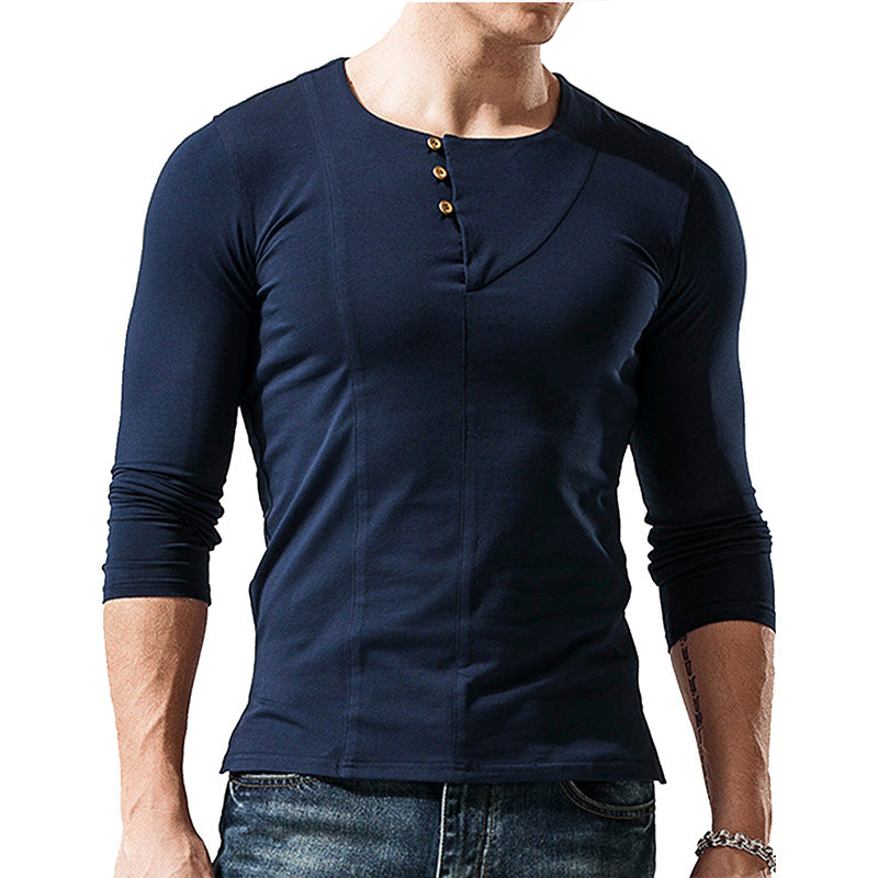 Herren elegantes Langarmshirt mit Knopfdetails Aliams
