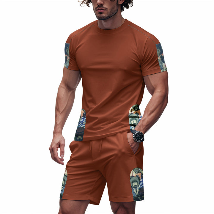 Herren sportliches Kurzarm-Set mit strukturierten Seitenelementen Aliams