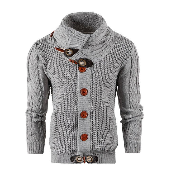 Herren Grobstrick Strickjacke mit umschlagbarem Halsausschnitt Aliams