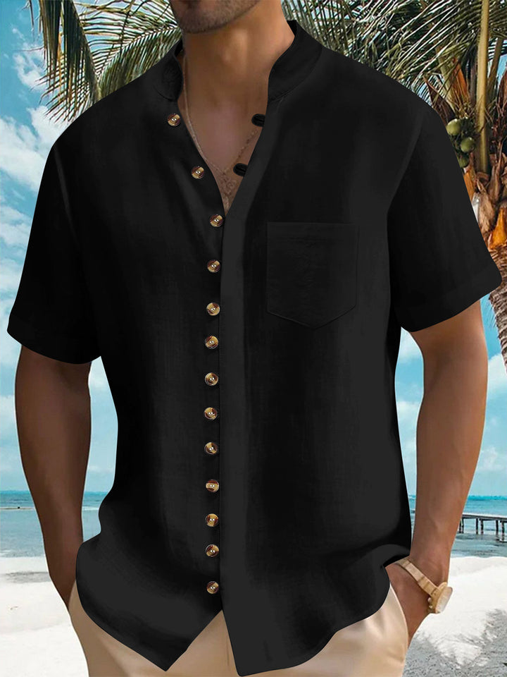 Herren Kurzarm Hemd mit modernem Knopfdesign Aliams