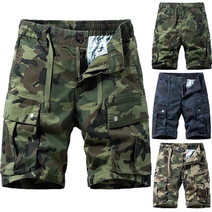Herren Cargoshorts im lässigen Camouflage-Design mit elastischem Bund und praktischen Taschen Aliams