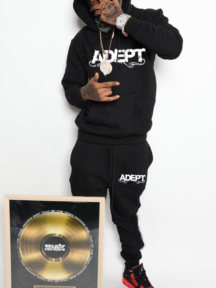 Herren Sweatshirt- und Jogginghose-Set mit kreativer Schriftart Aliams