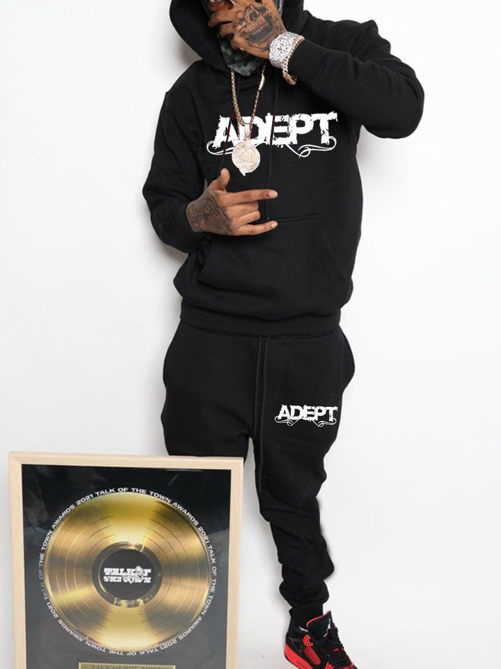 Herren Sweatshirt- und Jogginghose-Set mit kreativer Schriftart Aliams