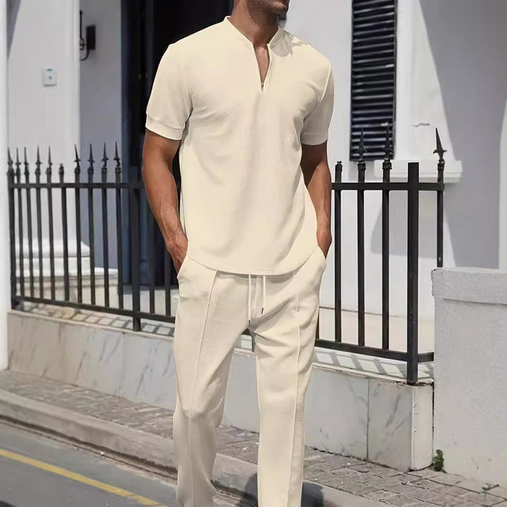 Herren sportliches Zweiteiler-Outfit mit modernem Reißverschluss und atmungsaktiven Materialien Aliams