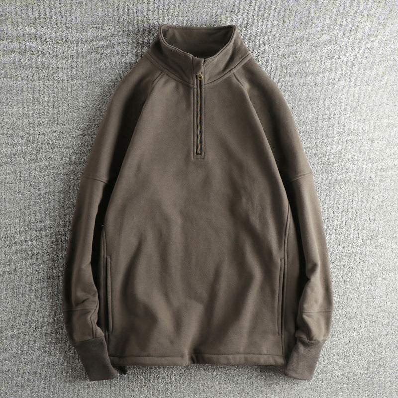 Herren Fleecejacke mit halbem Reißverschluss und seitlichen Eingrifftaschen Aliams