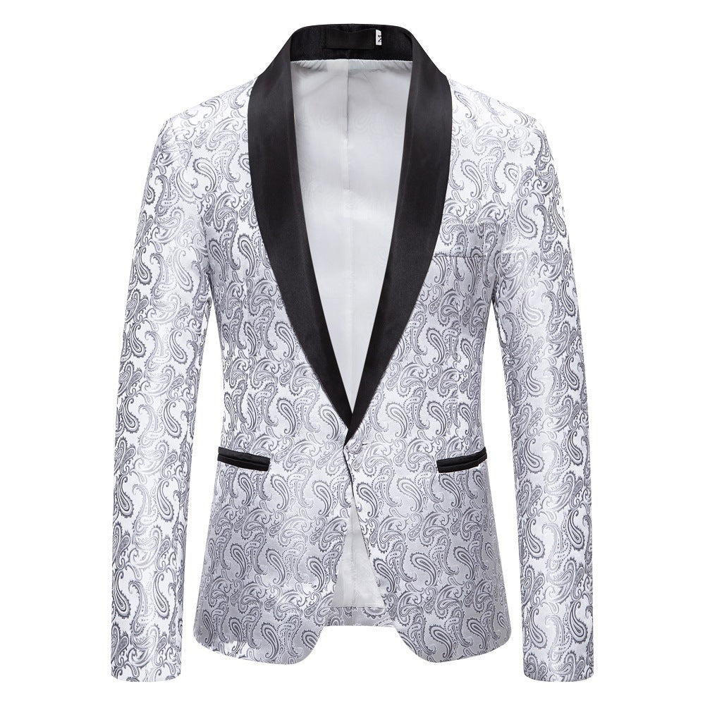 Herren eleganter Smoking-Blazer mit floralem Jacquard-Muster Aliams