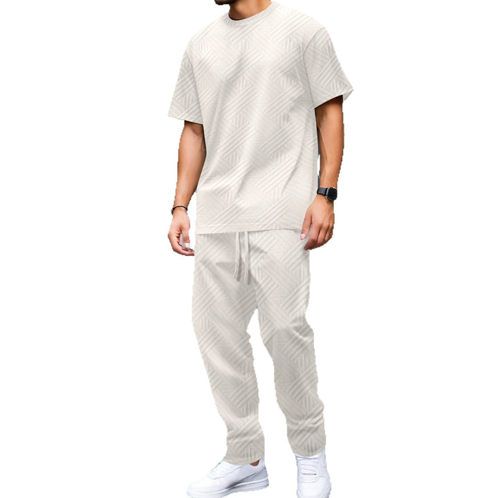 Herren Freizeitanzug mit modernem geometrischem Muster und elastischem Bund Aliams