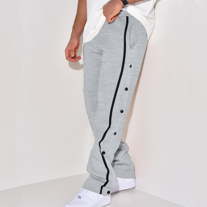 Herren Sportliche Stoffhose mit seitlichem Knopfverschluss Aliams