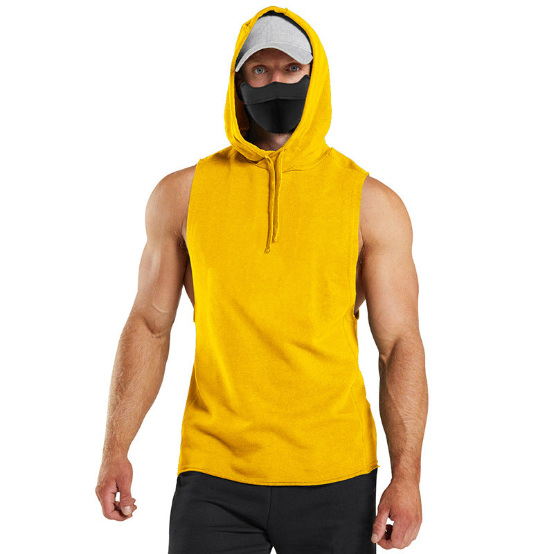 Herren ärmelloses Kapuzenshirt mit integrierter Maske und modischem Design Aliams