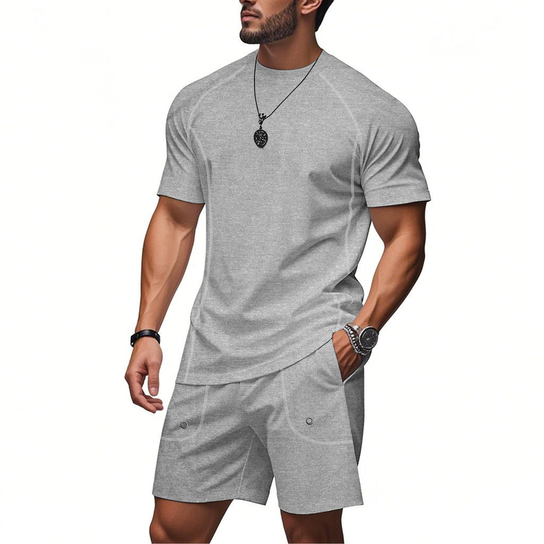 Herren Sportliches Kurzarm-T-Shirt und Shorts Set mit atmungsaktiven Eigenschaften Aliams