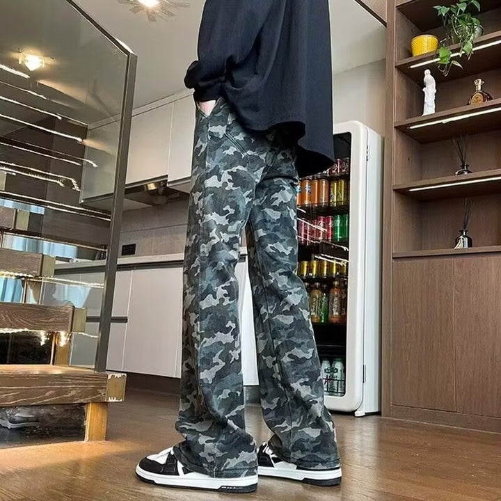 Herren weite Cargohose mit modischem Camouflage-Muster und verstellbarem Bund Aliams