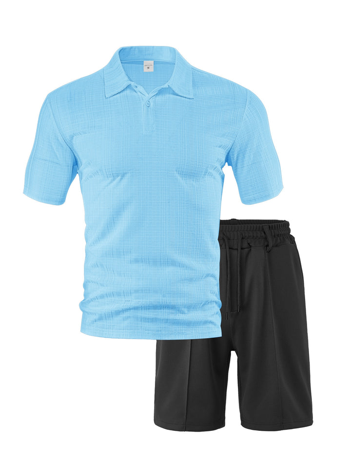 Herren sportliches Polo- und Shorts-Set mit atmungsaktivem Material Aliams