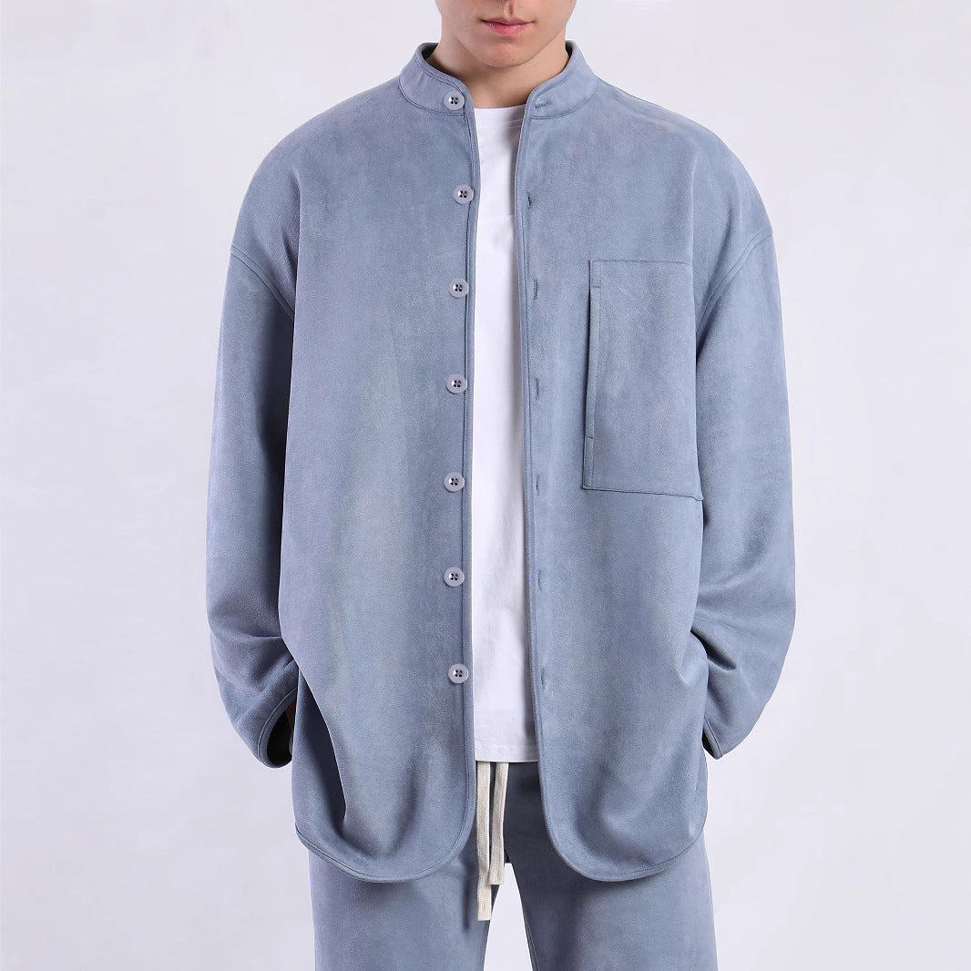 Herren  Modische Überhemdjacke mit praktischer Brusttasche und modernem Stehkragen Aliams