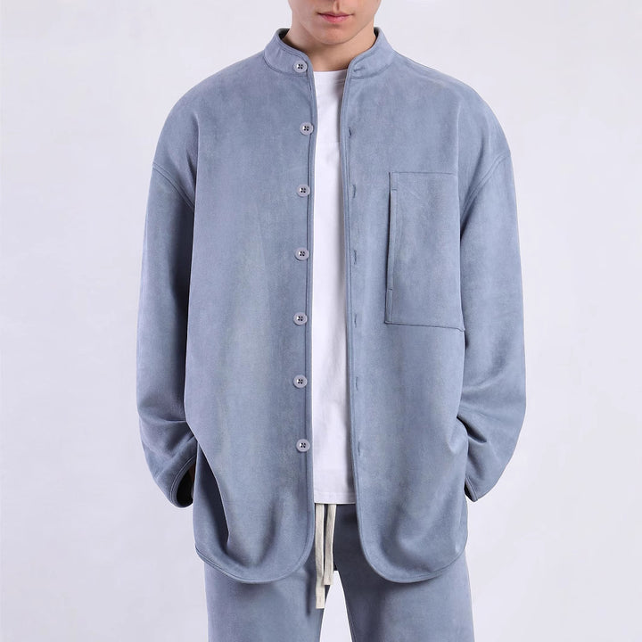 Herren  Modische Überhemdjacke mit praktischer Brusttasche und modernem Stehkragen Aliams