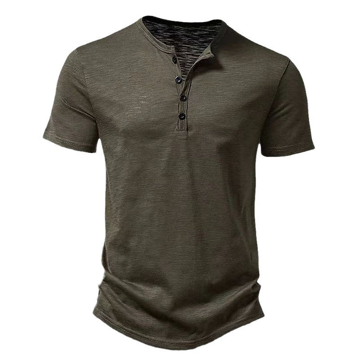 Herren Freizeit Kurzarm Henley Shirt mit Knopfleiste Aliams