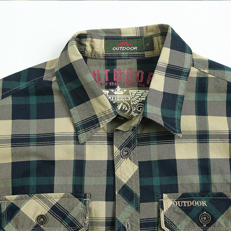 Herren kariertes Hemd mit praktischen Brusttaschen Aliams