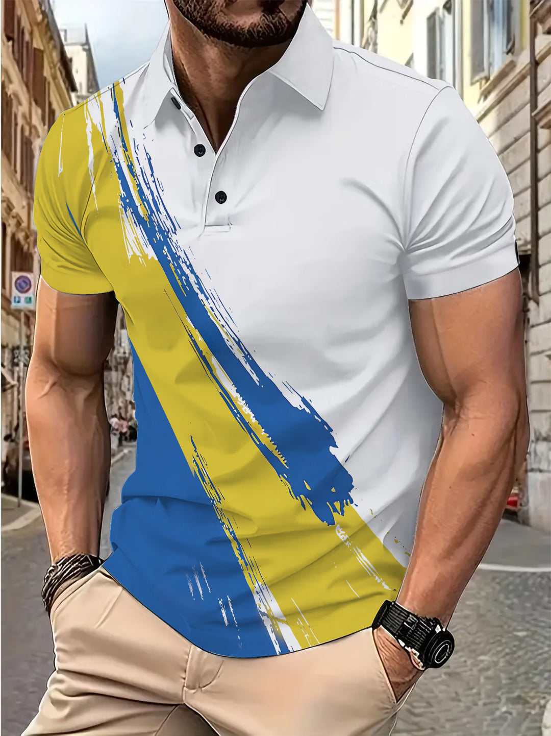 Herren Premium Poloshirt mit dynamischem Farbverlauf Aliams